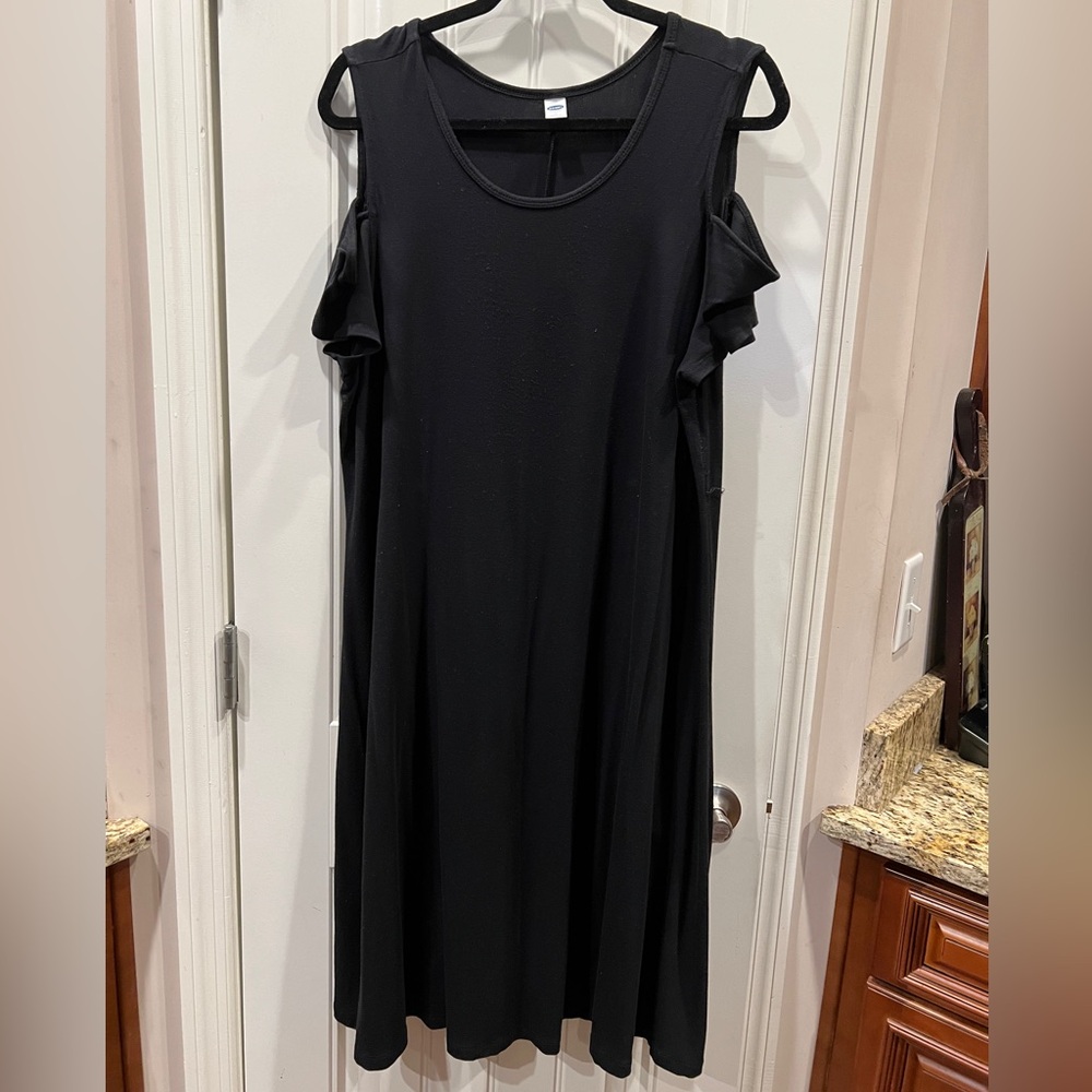 Old Navy Black Cold Shoulder Tee Shirt Dress Sz 2x